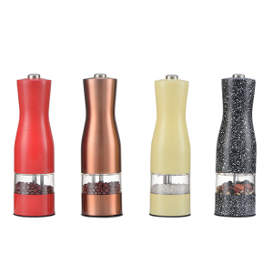 Batteriebetriebene elektrische hölzerne Bambus-Pfeffermühle, Meersalz- und Pfeffermühlen-Set für die Küche